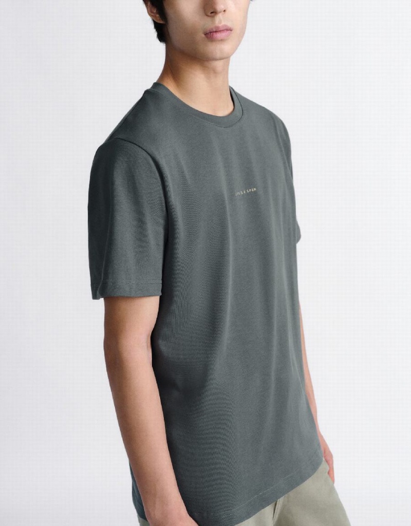 Urban Revivo Standard Sleeve Crew Neck Erkek Tişört Gri | YGO6612AI