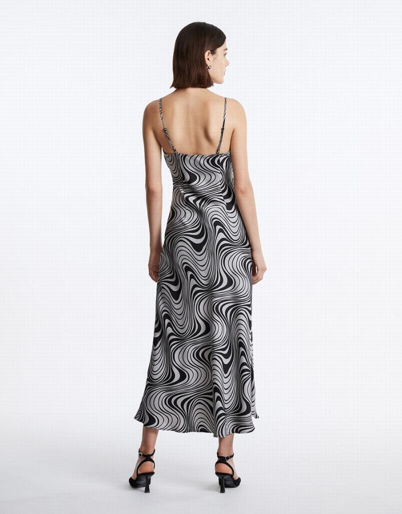 Urban Revivo Swirl Print Maxi Cami Kadın Elbise Gri | CIR445QD