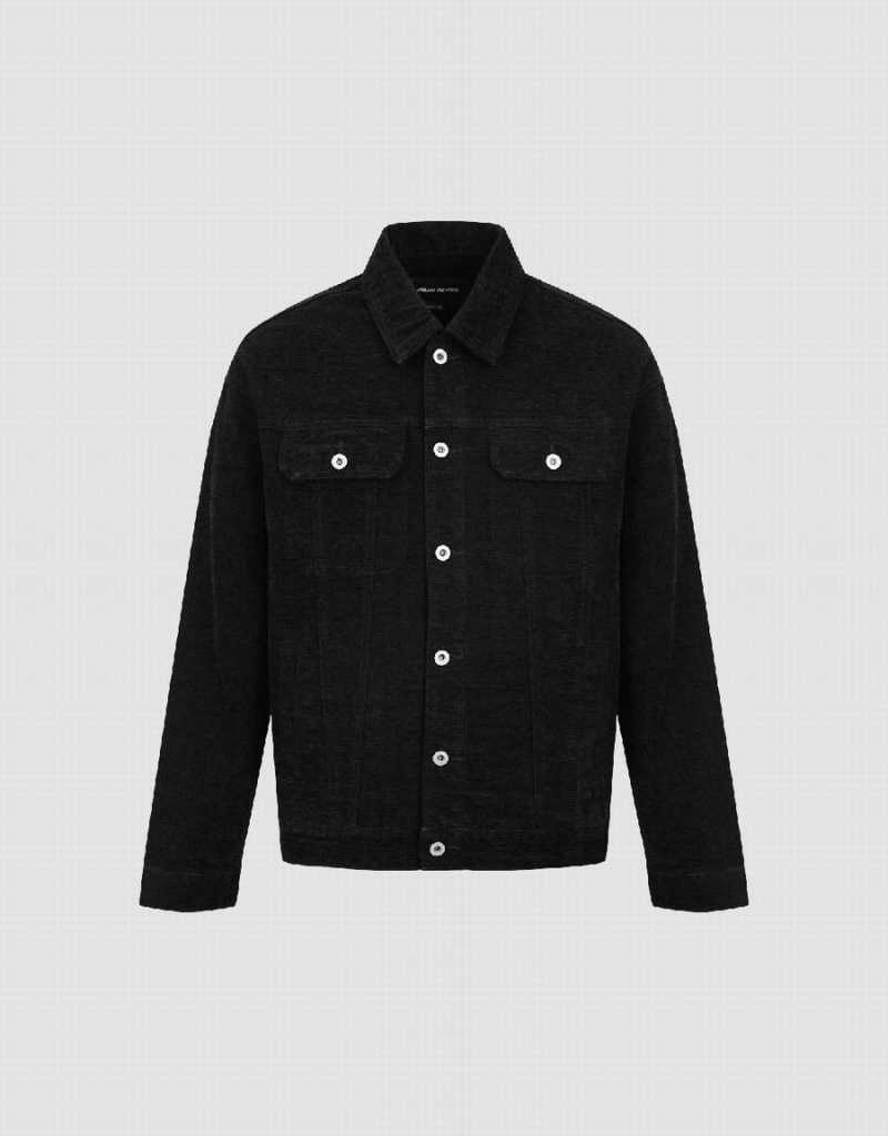 Urban Revivo Textured Button Up Erkek Kot Ceketler Siyah | DWJ9751JN