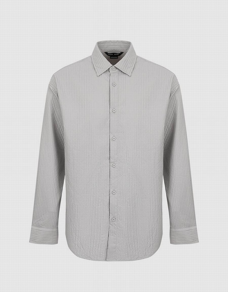 Urban Revivo Textured Button Up Loose Erkek Gömlek Açık Gri | MLI1255FY