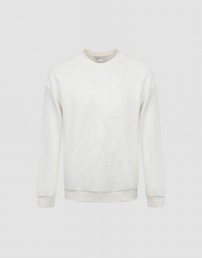 Urban Revivo Textured Crew Neck Erkek Tişörtü Beyaz | HOD2478DT