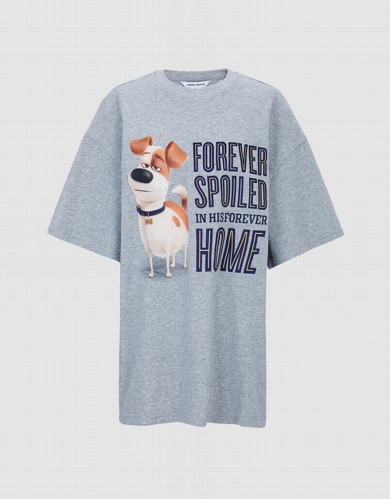 Urban Revivo The Secret Life Of Pets Oversized Kadın Tişört Sarı | UOZ488JQ