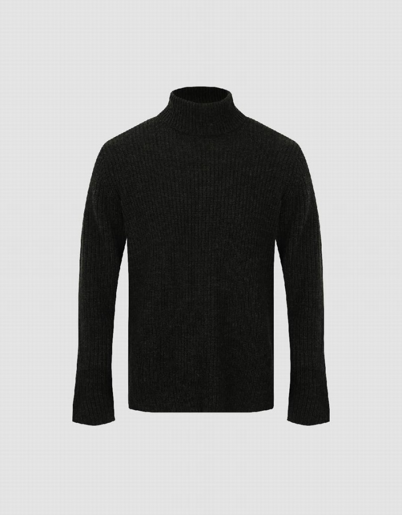 Urban Revivo Turtle Neck Düz Erkek Kazak Yeşil | QWM7886OK