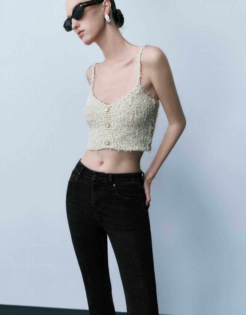 Urban Revivo Tweed Cami Top Kadın Hırka Bej Rengi | EWT3558MK